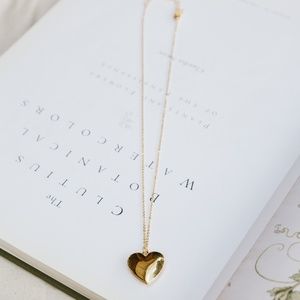 Ariel Large Gold Tone Heart Locket Necklace